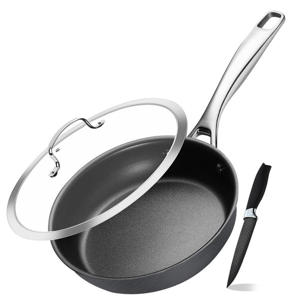 Hard-Anodized Aluminum Eco-Friendly Nonstick Deep Fry Pan &amp; Glass Lid-28cm