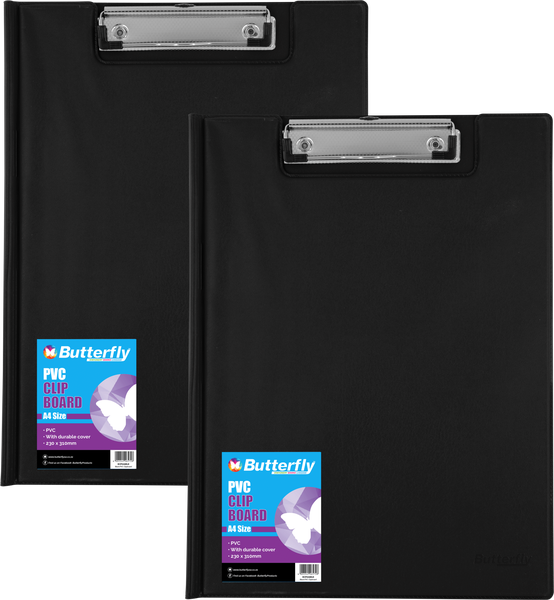 A4 Clipboard - Pvc With Cover (Black) X2