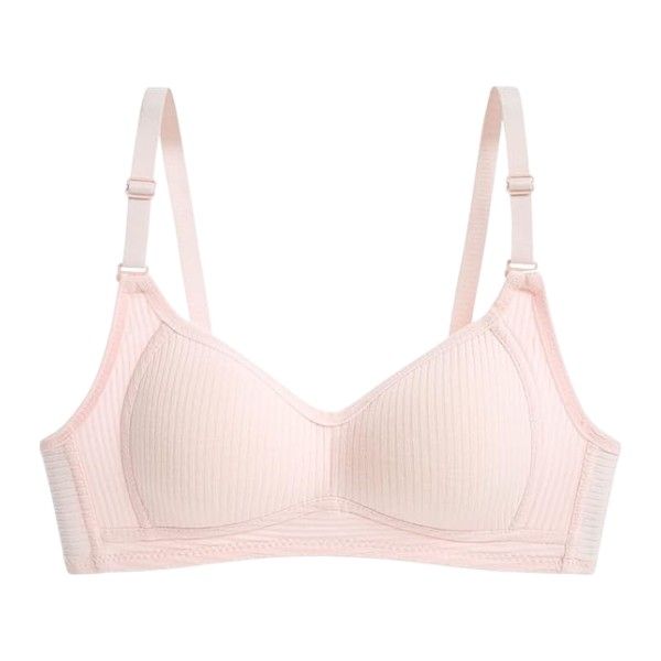 Ribbed Lightly Padded Seamless Bra - Pink