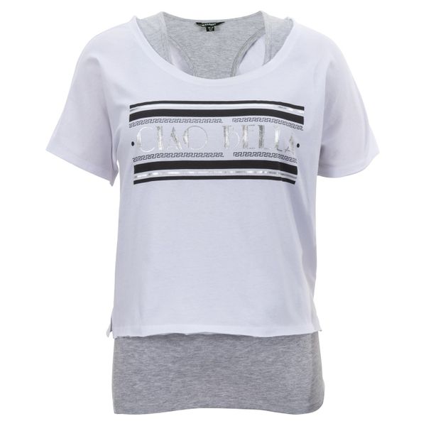 Golddigga Ladies Double Layer T Shirt - White [Parallel Import]
