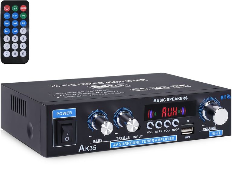 200W Stereo Audio Amplifier Bluetooth 5.0, 2.0 Channel Mini Amplifier