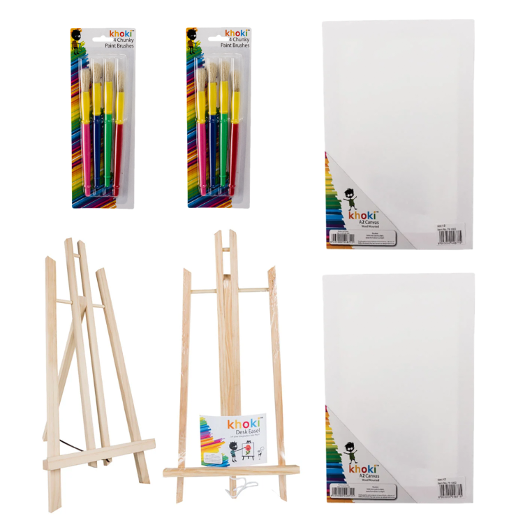 A4 Panel Canvasses, Thick Brush and Easel Set Buy Online in South Africa