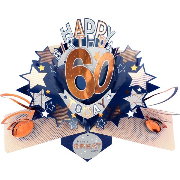Happy 60th Birthday 3D Pop Up Card - Male