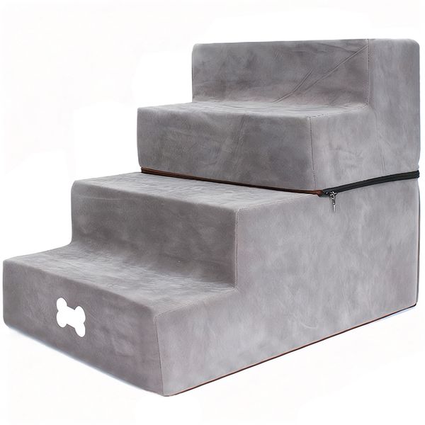 3/4 Step Pet Stairs Removable Small Dog/Cat Steps Ramp for Beds &amp; Sofas