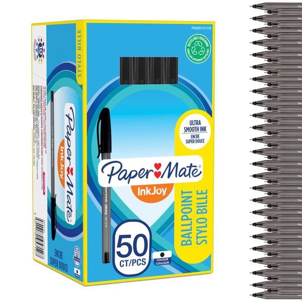 PAPER MATE Inkjoy 100 Capped Ball Pen - Black (Box of 50)