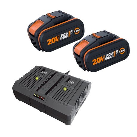 Worx 20V Powershare 2x 4.0AH Battery Dual Charger KIT Shop