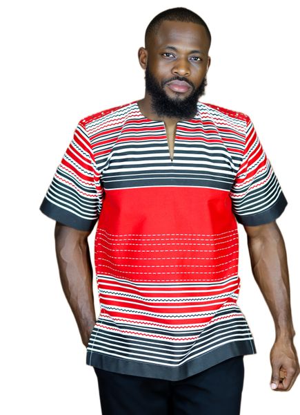 Africa Fashion House Arome Printed Xhosa Red Line Shirt