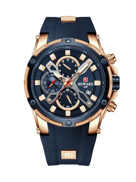 Reward - Men Rubber Sport Watch - Blue and Gold