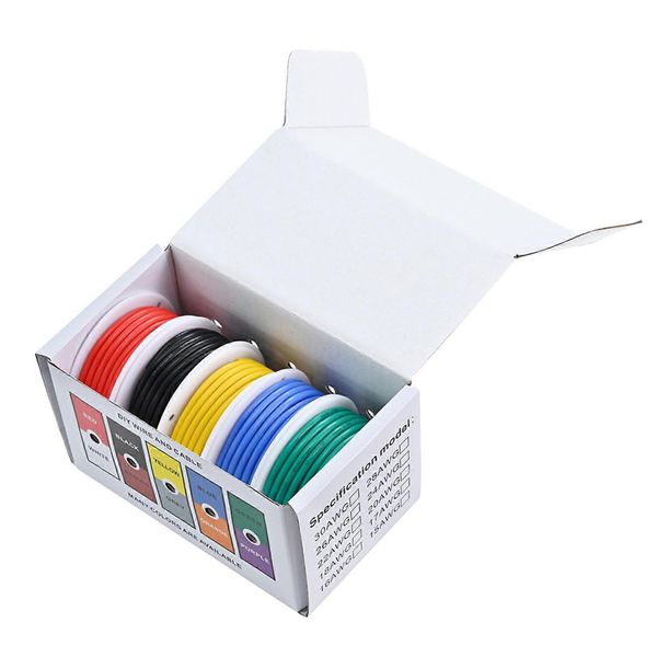 Flexible Silicone Wire, 30 AWG Flexible Silicone Cable 5 Colors Mix Package