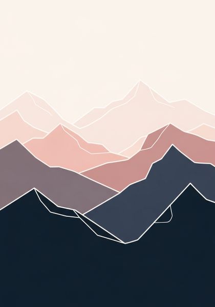 Canvas Abstract Ready to Hang Contemporary Art - Minimalist Mountain Layers