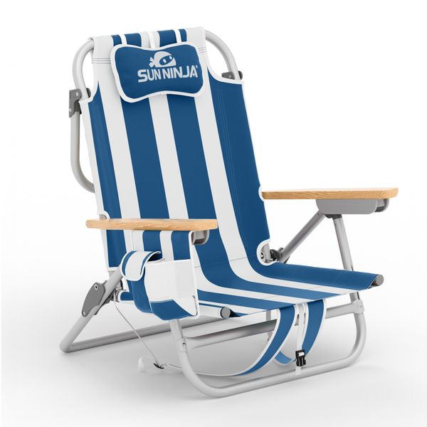 Sun Ninja Beach Chair - Navy Stripes