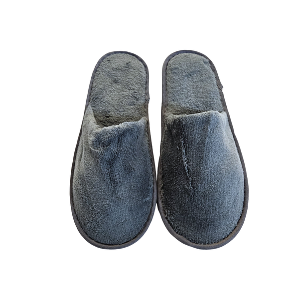 Luxury Hotel &amp; Spa Coral Fleece Slippers Dark Grey (Pack of 10)