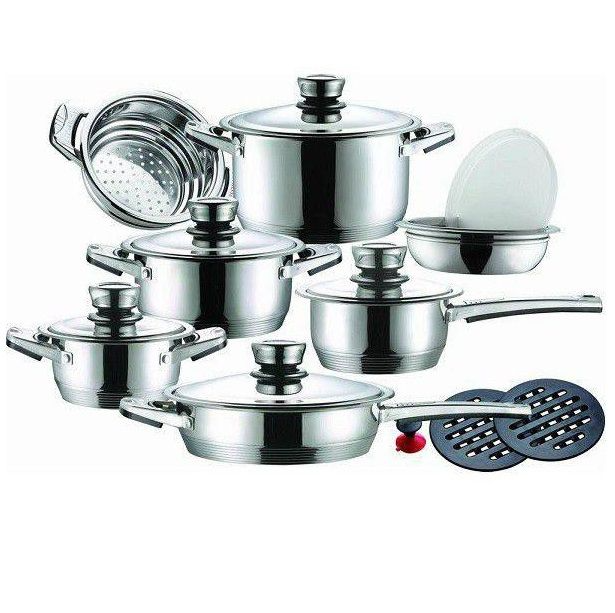 21-Piece Stainless Steel Cookware Set | Shop Today. Get it Tomorrow ...