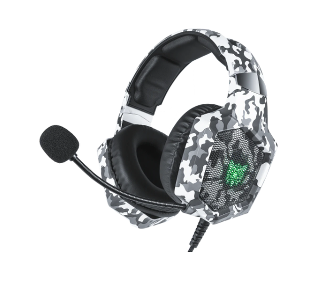 ONIKUMA K8 Stereo Gaming Headset - Grey Camouflage | LED Lights