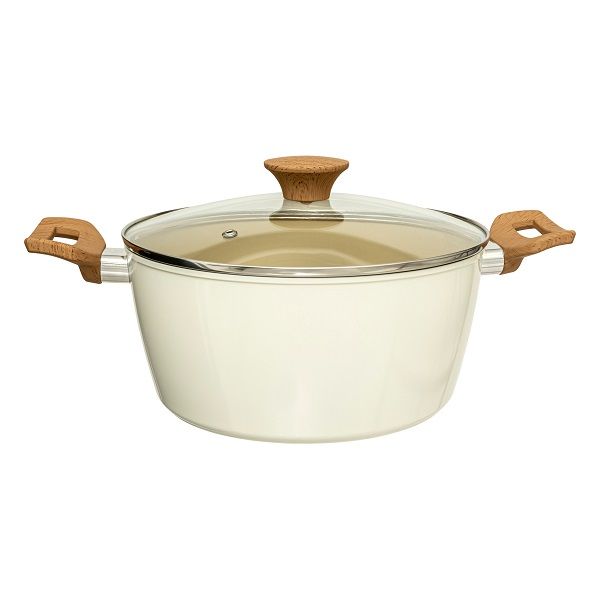 5five Recycled Aluminium Casserole and Glass Lid 24cm 3.4Lt - Cream