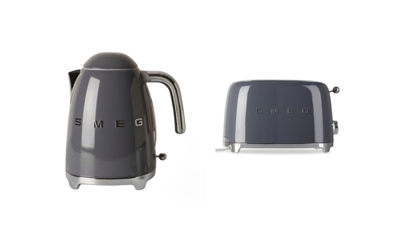 Slate Grey, Glossy Stainless Steel 1.7 L Kettle &amp; Toaster