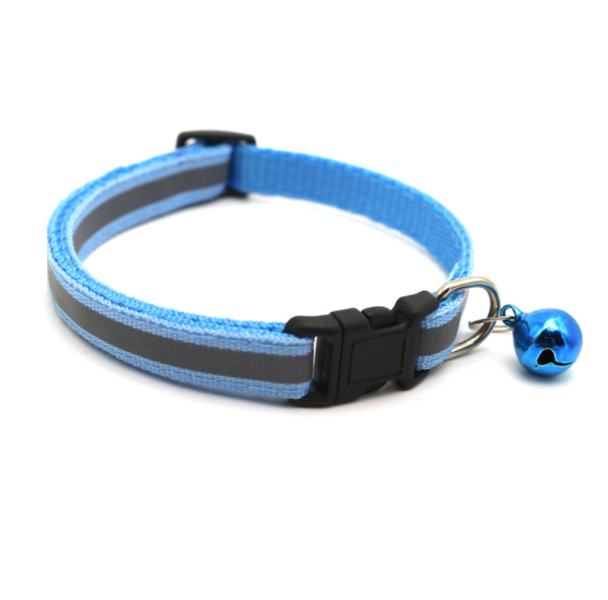 Reflective Dog Collar with Removable Bell 19-32cm Light Blue