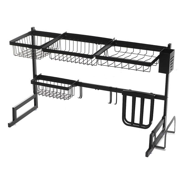 Stainless Steel Over The Sink Dish Drying Rack &amp; Space Saver Organizer