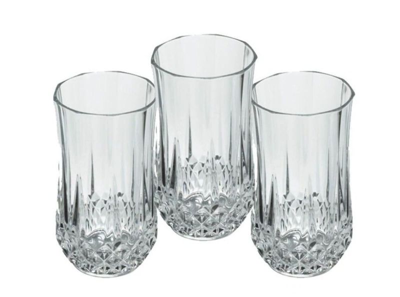 8711-1-Highball Crystal Base Glass Set of 3 350ML