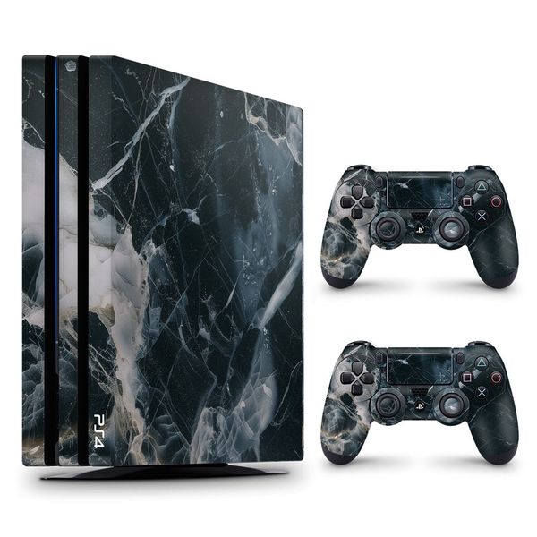 Decal Skin Compatible with PS4 Pro - Marble White &amp; Black (Decal Only)