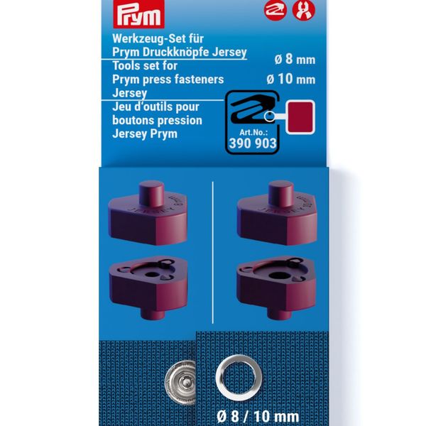 Tool Set for Prym Jersey Press Stud Fasteners (Ring | Popper) , 8 and 10 mm