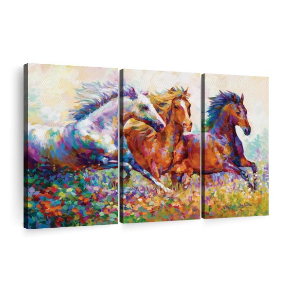 Canvas Wall Art Decor - 3-Running Free Horses Canvas Print