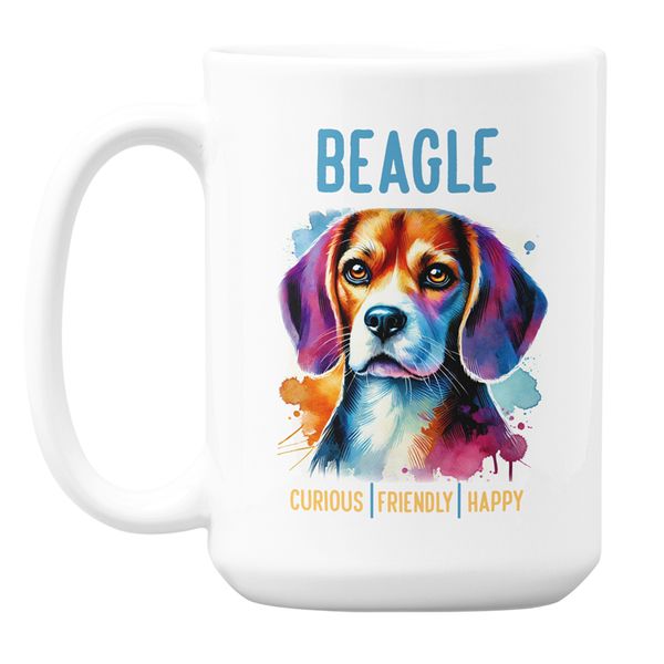 Beagle Jumbo Watercolour Mug Colourful Rainbow Pet Dog Traits Design