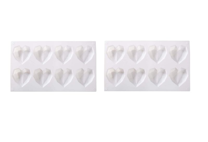 Geometric Heart Shaped Silicone Moulds -16 Chocolate Smash Moulds 2 Pack