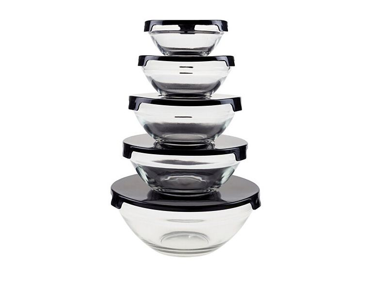 Acrylic Food Storage Bowls With Lids - Set of 5