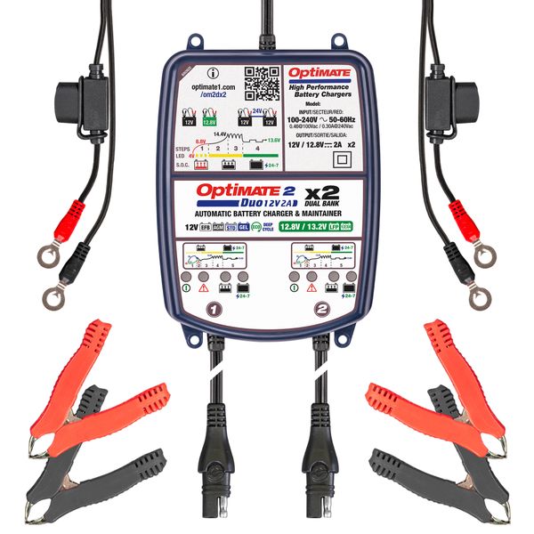 OptiMate 2 DUO x2 - Dual Bank 12V Battery Charger