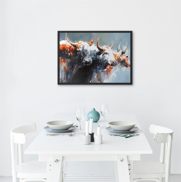 Nguni Bulls Abstract Wall Art