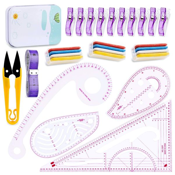 Craft French Curve Tailors Sewing Ruler With Accessories (29 Piece Set)