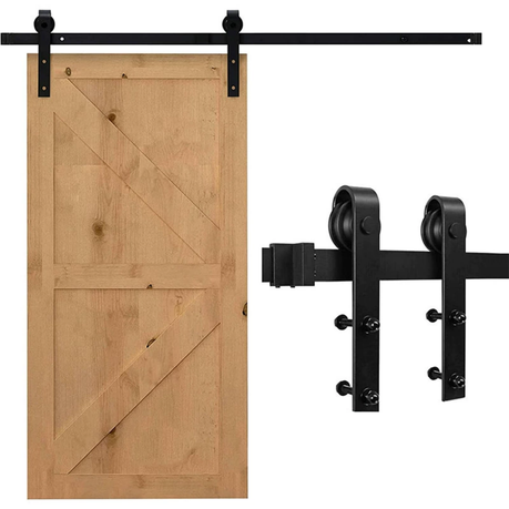 200CM Barn Door Single Door Sliding Door Track Hardware Kit - Black Image