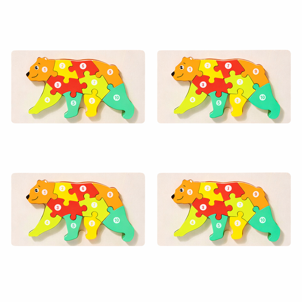 4 Pack - Educational Bear Building Blocks - Multicolour