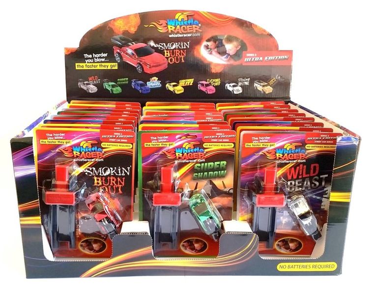 Whistle Racer - Blow Push Cars - Box Of 24 Assorted