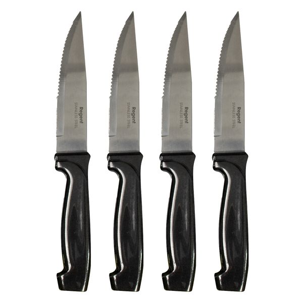 Regent Kitchen Jumbo Steak Knife With Black Pp Handle - 4 Piece Set