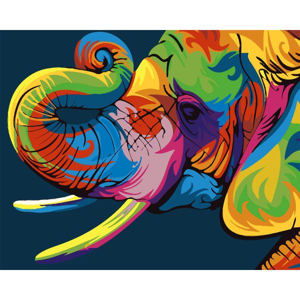 Artikon Paint By Numbers DIY 40cmx50cm Frame - Colourful Elephant View Left