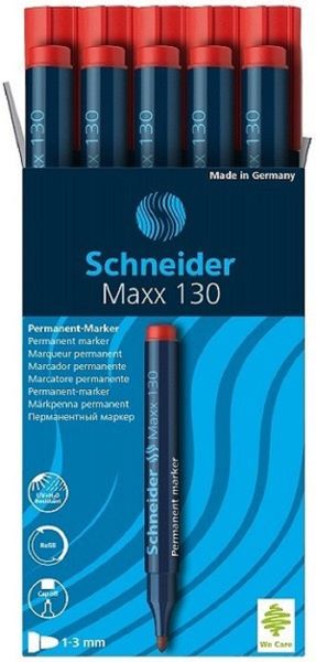 Schneider Maxx 130- Bullet Point Permanent Marker Red 10's