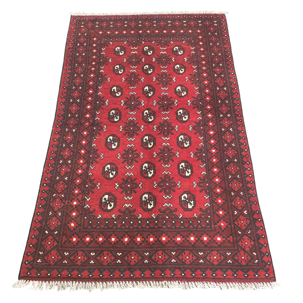 183 x 115cm Cherry Red Afghan Akche Bokhara Hand Made Rug