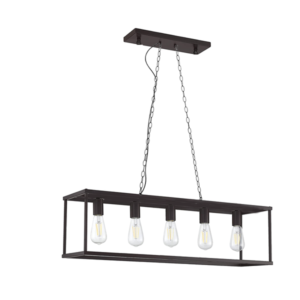 Industrial Steampunk Style Black 5 Way Caged Ceiling Pendant Light-07315
