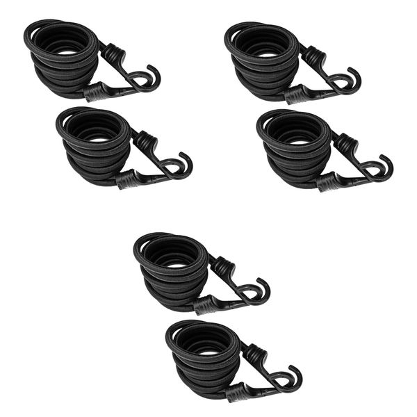 Camping Black Bungee Cords With Hooks Set Of 6 -Special