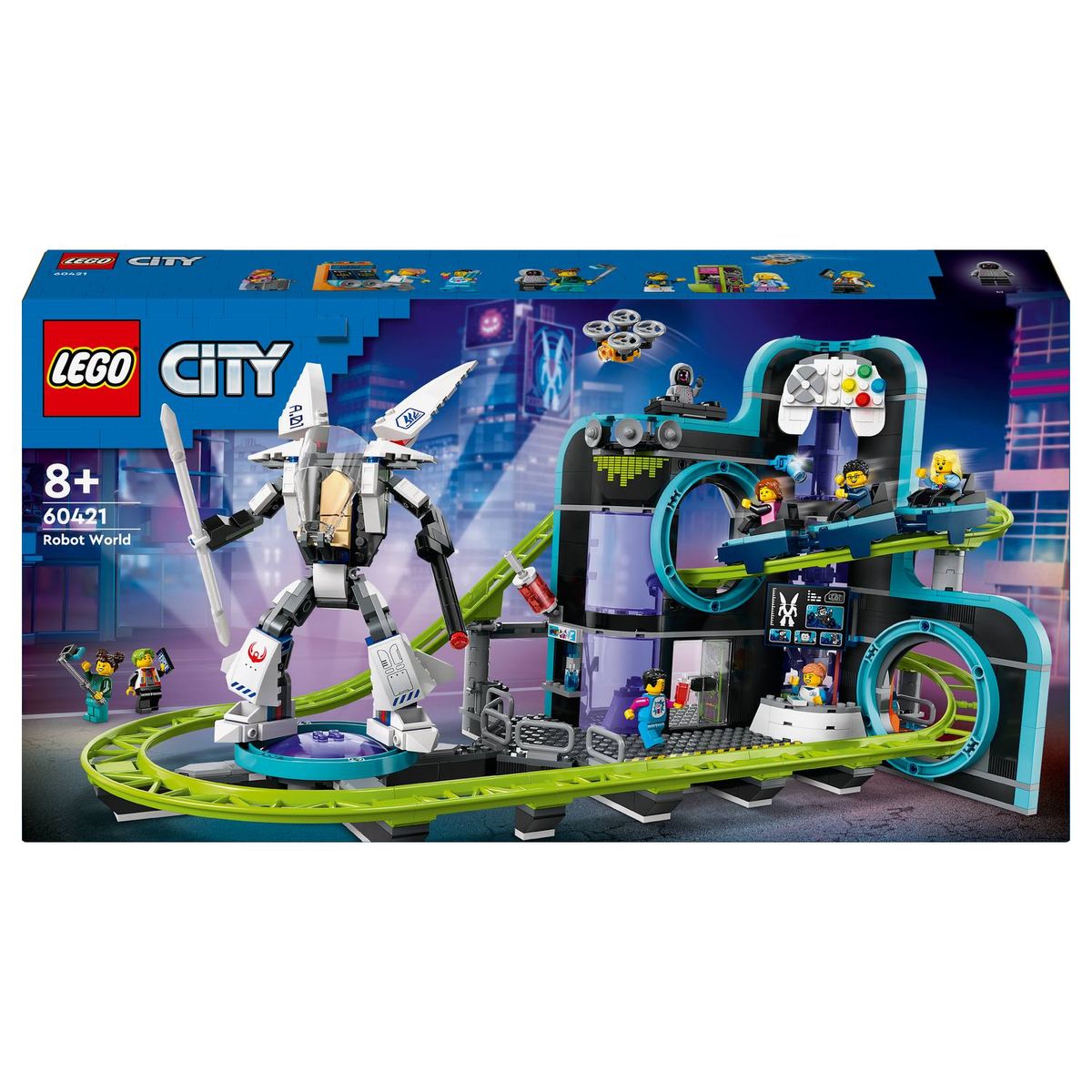 lego city robot world roller coaster park toy 60421