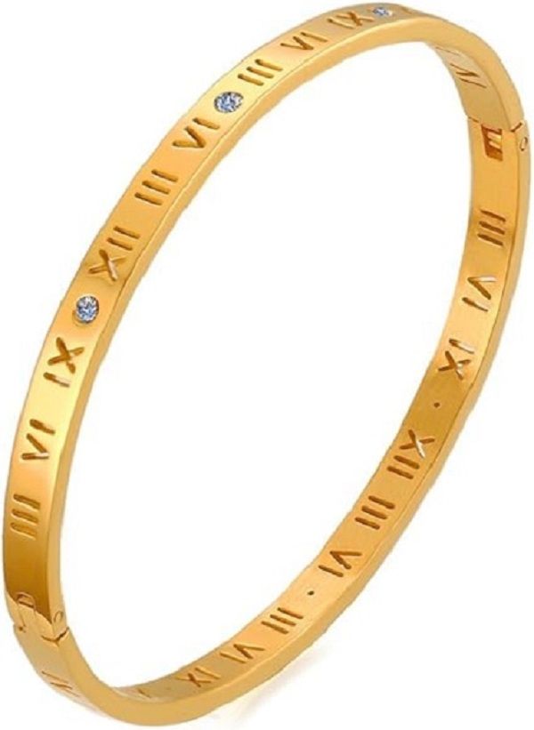 Love Friendship Stainless Steel Roman Numeral Bangle Bracelet