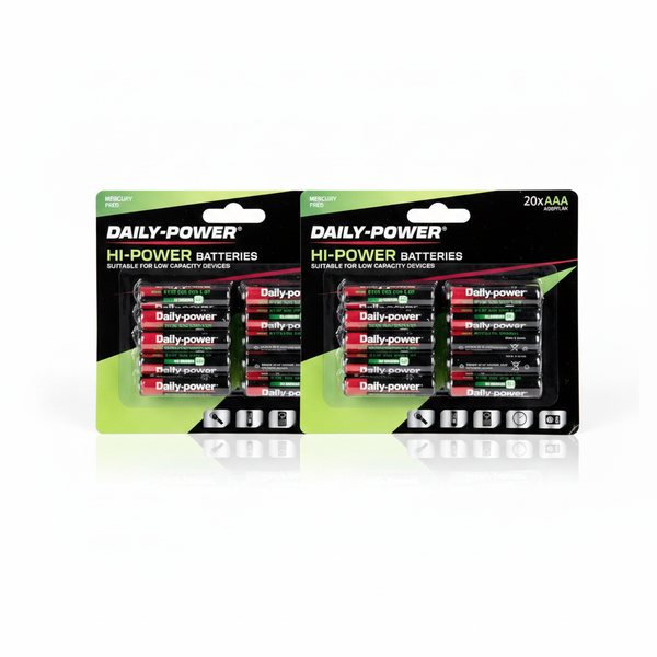 Daily Power Alkaline AAA Batteries H/Power 20 Piece - 2 Pack