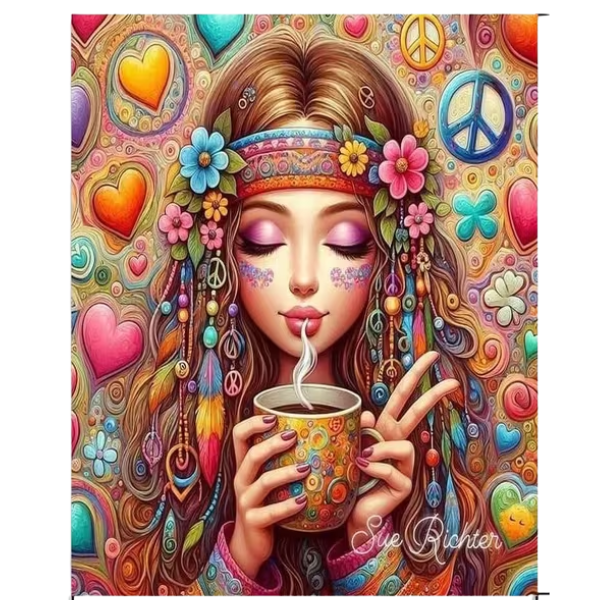 Boho Hippie Girl Paint by Number Kit (40 x 50cm)