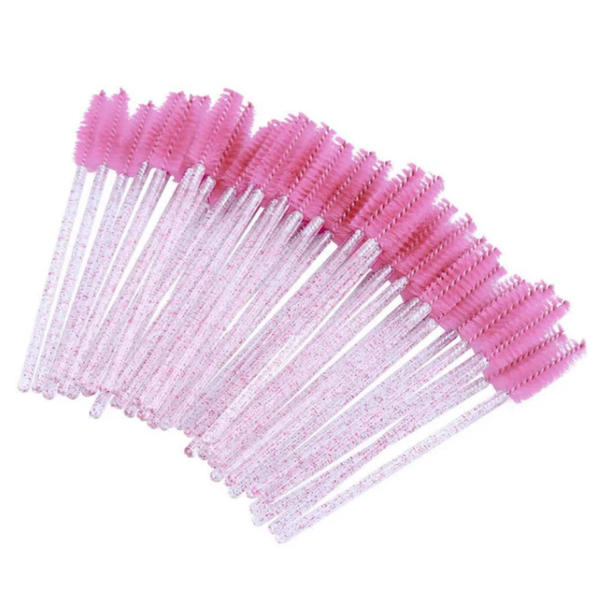 Mascara Wand Spoolie Brushes - Pink Crystal (Pack of 50 Pieces)