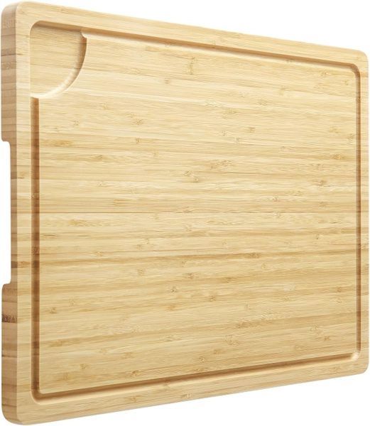 Kitchen Large Bamboo Wood Cutting Board with Handles and Juice Groove