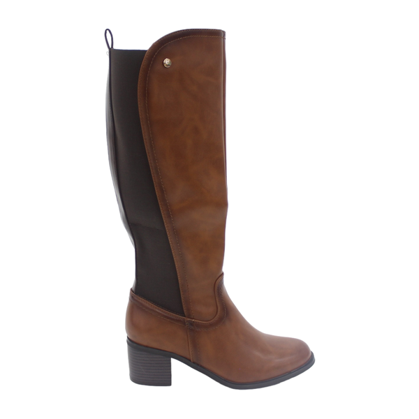 Lamara Paris Yada knee High With Elastic Mat Back Boots 6cm Heel Black