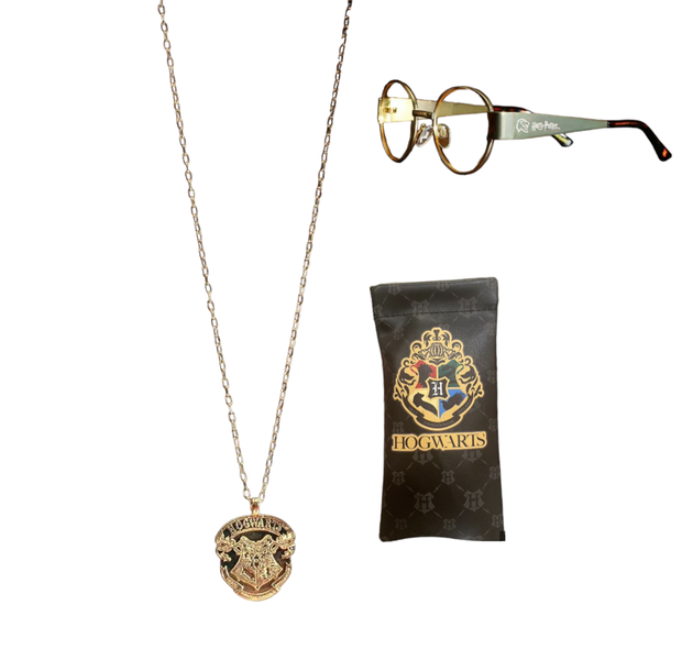Hogwarts Gold Necklace and Round Lenses SunGlasses