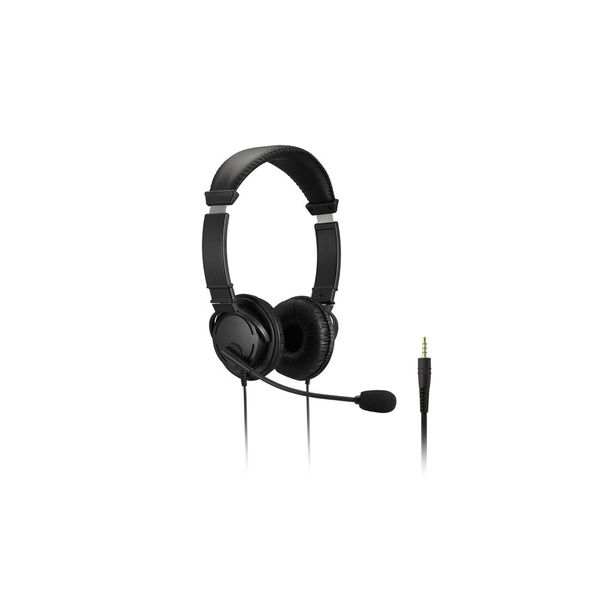 Kensington Dual Headphones/Headset with Microphone &amp; Volume Control &amp; 3.5mm jack - Black